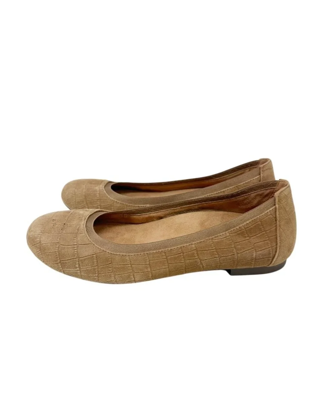 Vionic Anita Ballet Flats Taupe Croc Embossed Suede 9.5
